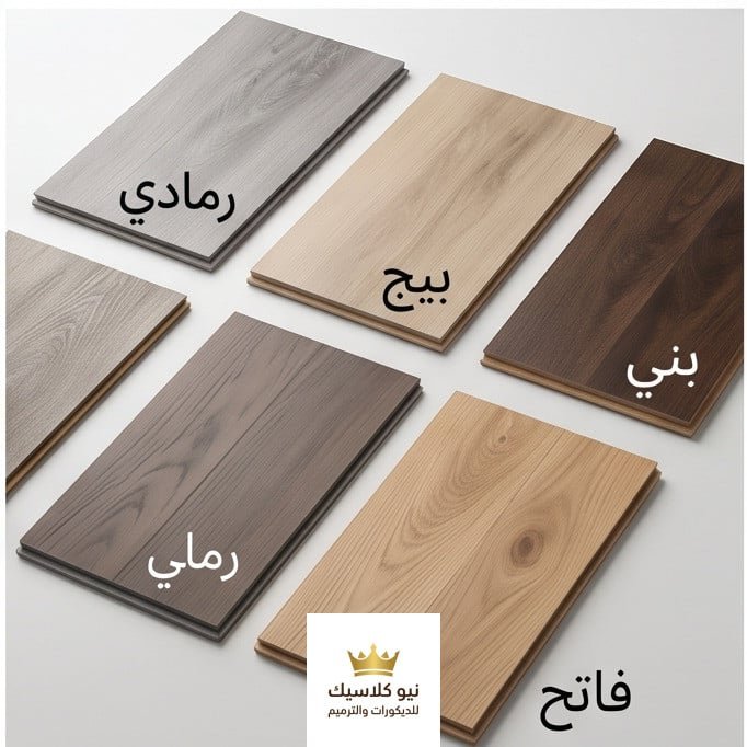 مجموعة ألوان الباركيه الخشب المتوفرة لدى مستودعات نيوكلاسك بالرياض
